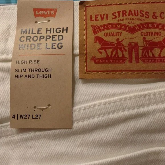 Levis Mile High Cropped Wide Leg Jeans Women's Ultra-High Rise - Picture 12 of 13